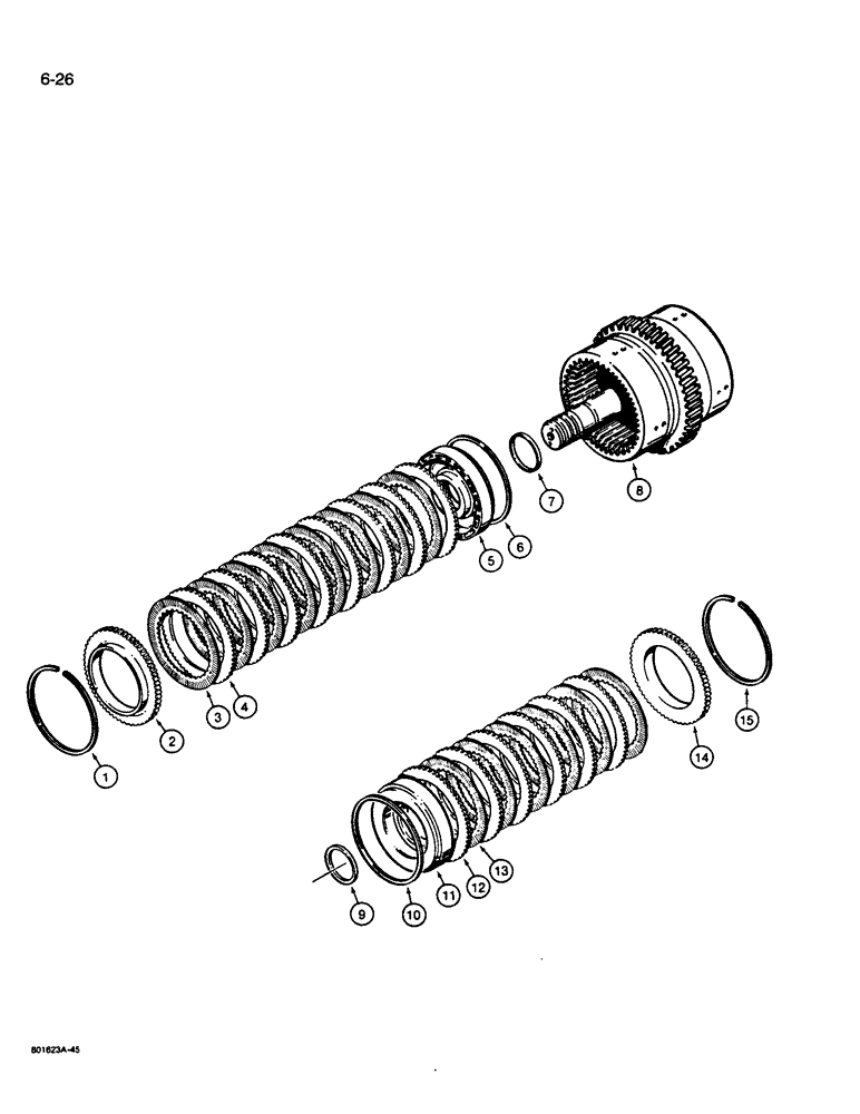 Схема запчастей Case W14B - (6-26) - TRANSMISSION, REVERSE AND SECOND CLUTCH ASSEMBLY (06) - POWER TRAIN