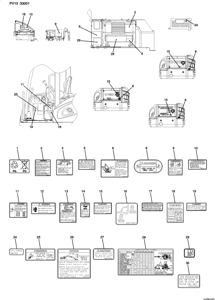 Схема запчастей Case CX27B PV13 - (06-001[02]) - NAME PLATE INSTALLATION (PW22T00083F3), PAGE 2 OF 2 NAME-PLATE