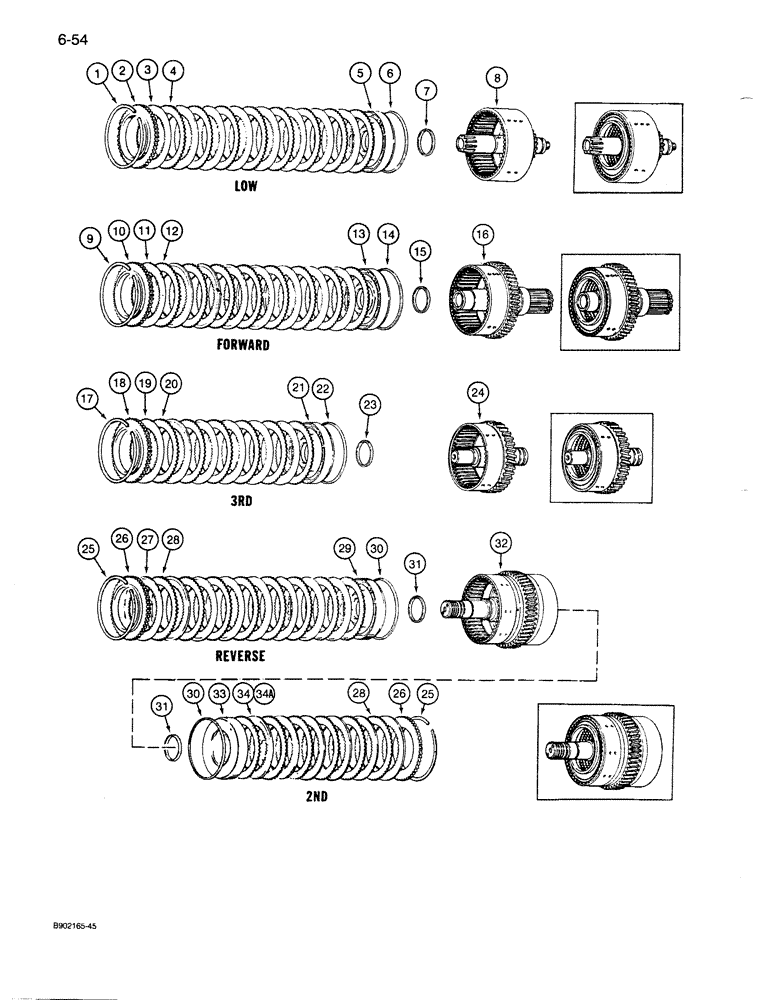 Схема запчастей Case 1085B - (6-054) - TRANSMISSION, CLUTCHES (06) - POWER TRAIN