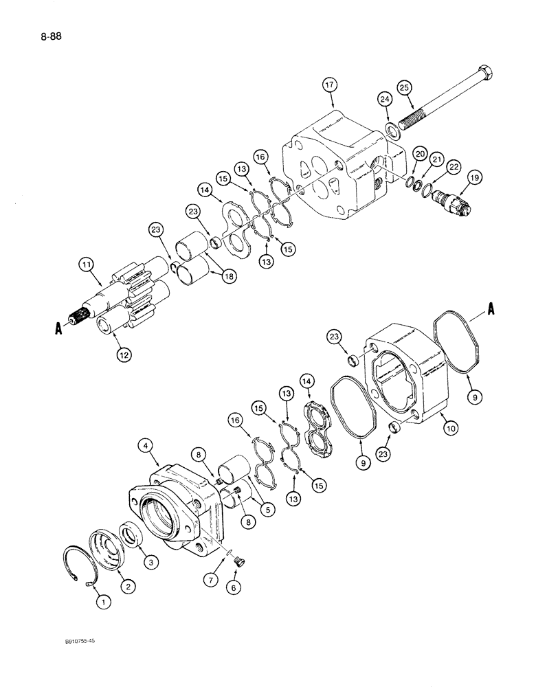 Схема запчастей Case 1085B - (8-088) - SWING HYDRAULIC MOTOR (08) - HYDRAULICS