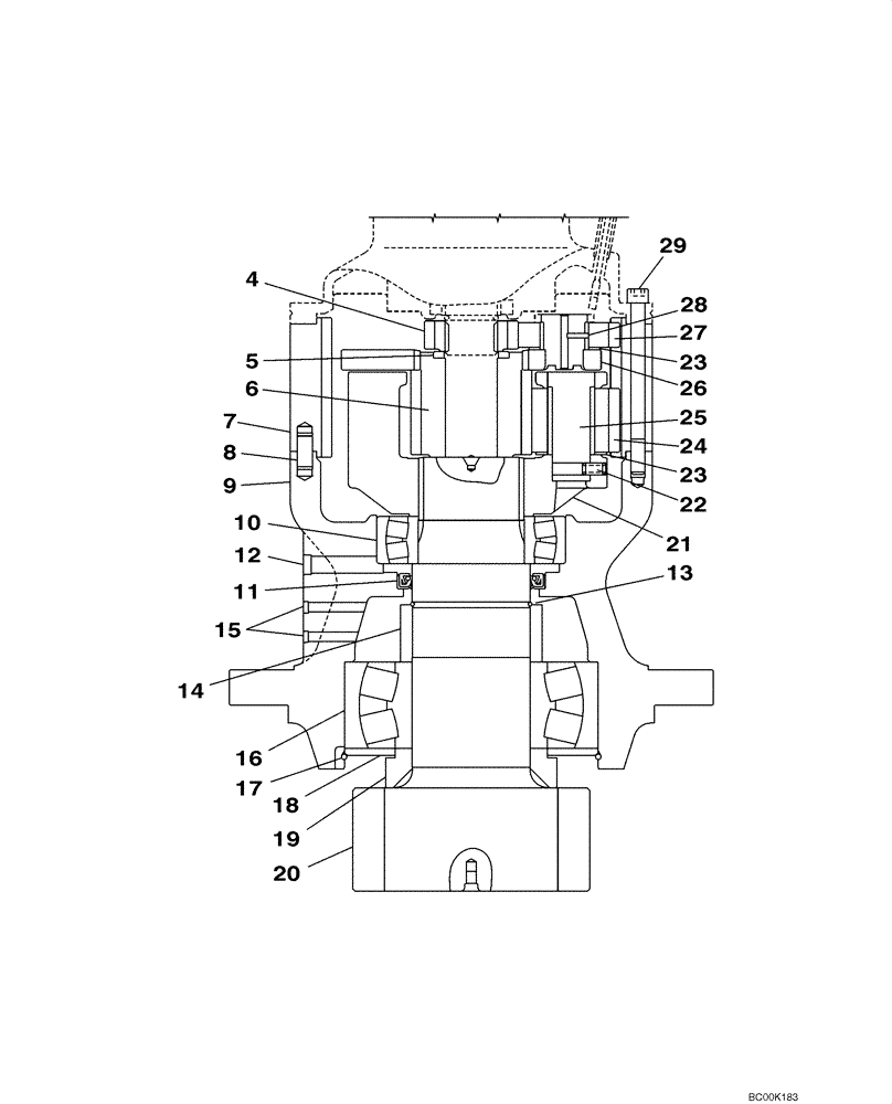 Схема запчастей Case CX160 - (08-57) - GEAR ASSY, REDUCTION - MOTOR, SWING; P.I.N. DAC0716101 - DAC0716371 (08) - HYDRAULICS