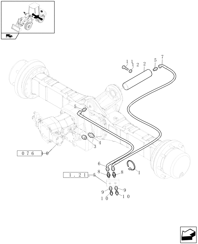 Схема запчастей Case 21E - (076[09]) - 20 KM/H REAR RIGID AXLE: ASSEMBLY (05) - REAR AXLE