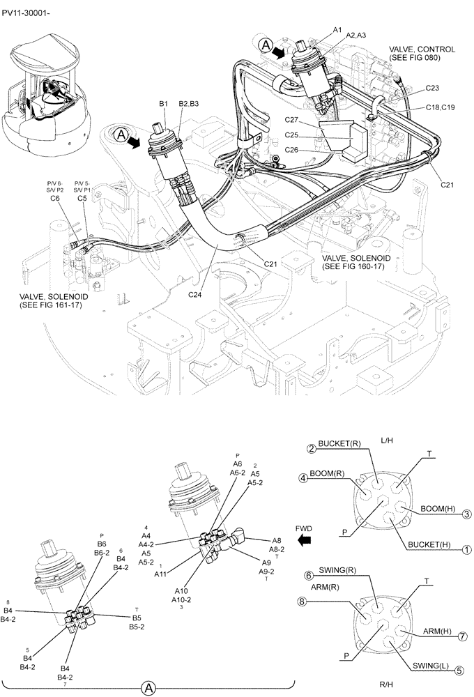 Схема запчастей Case CX27B - (01-033) - CONTROL LINES, REMOTE (NIBBLER & BREAKER) (35) - HYDRAULIC SYSTEMS