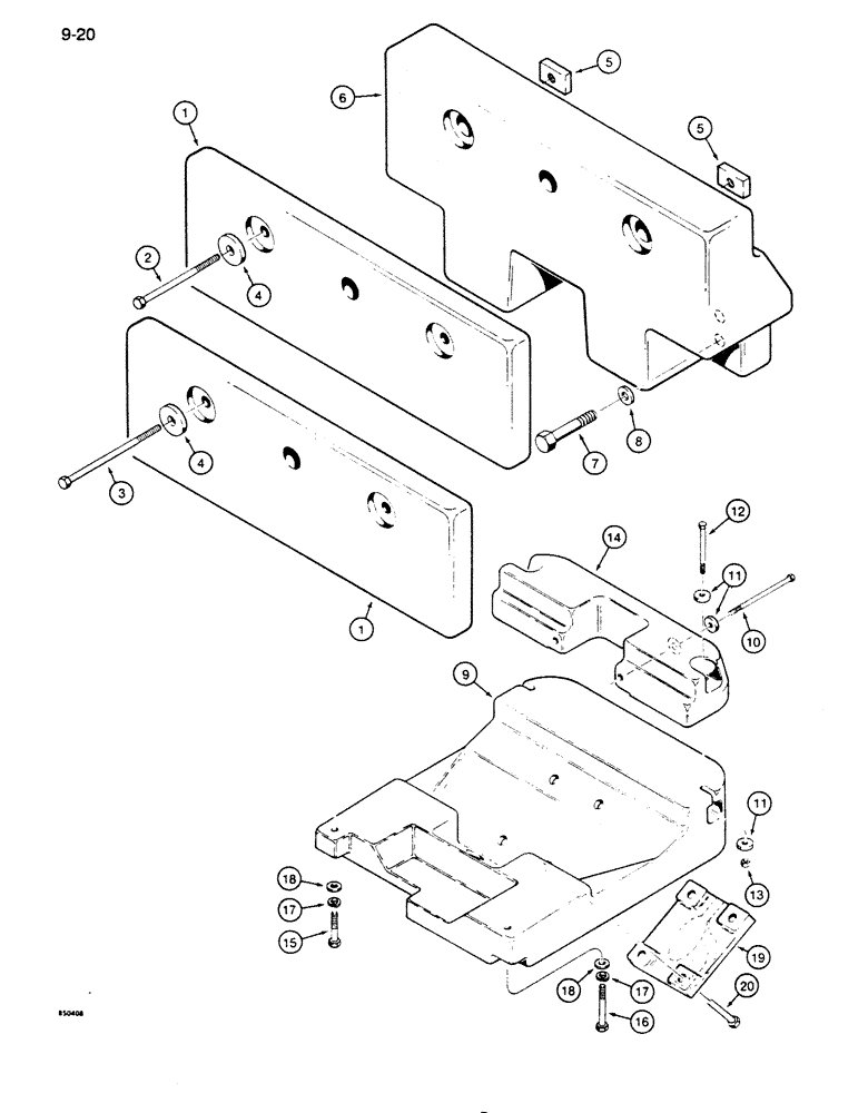 Схема запчастей Case 855D - (9-020) - COUNTERWEIGHTS (09) - CHASSIS/ATTACHMENTS