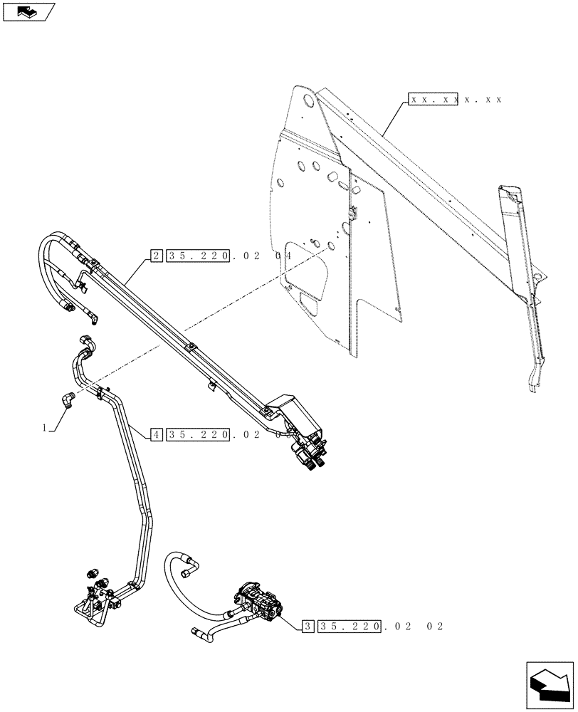 Схема запчастей Case SR200 - (35.734.AH[02]) - AUX HYD, HIGH FLOW (SR200) (35) - HYDRAULIC SYSTEMS