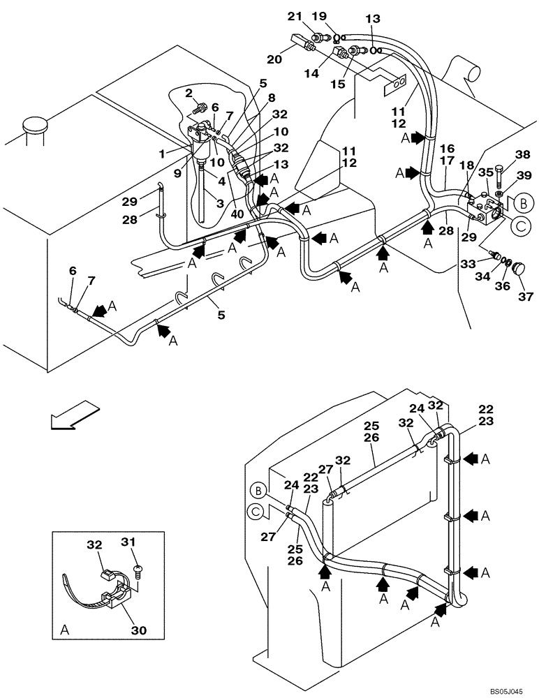 Схема запчастей Case CX330 - (03-02) - FUEL LINES (03) - FUEL SYSTEM