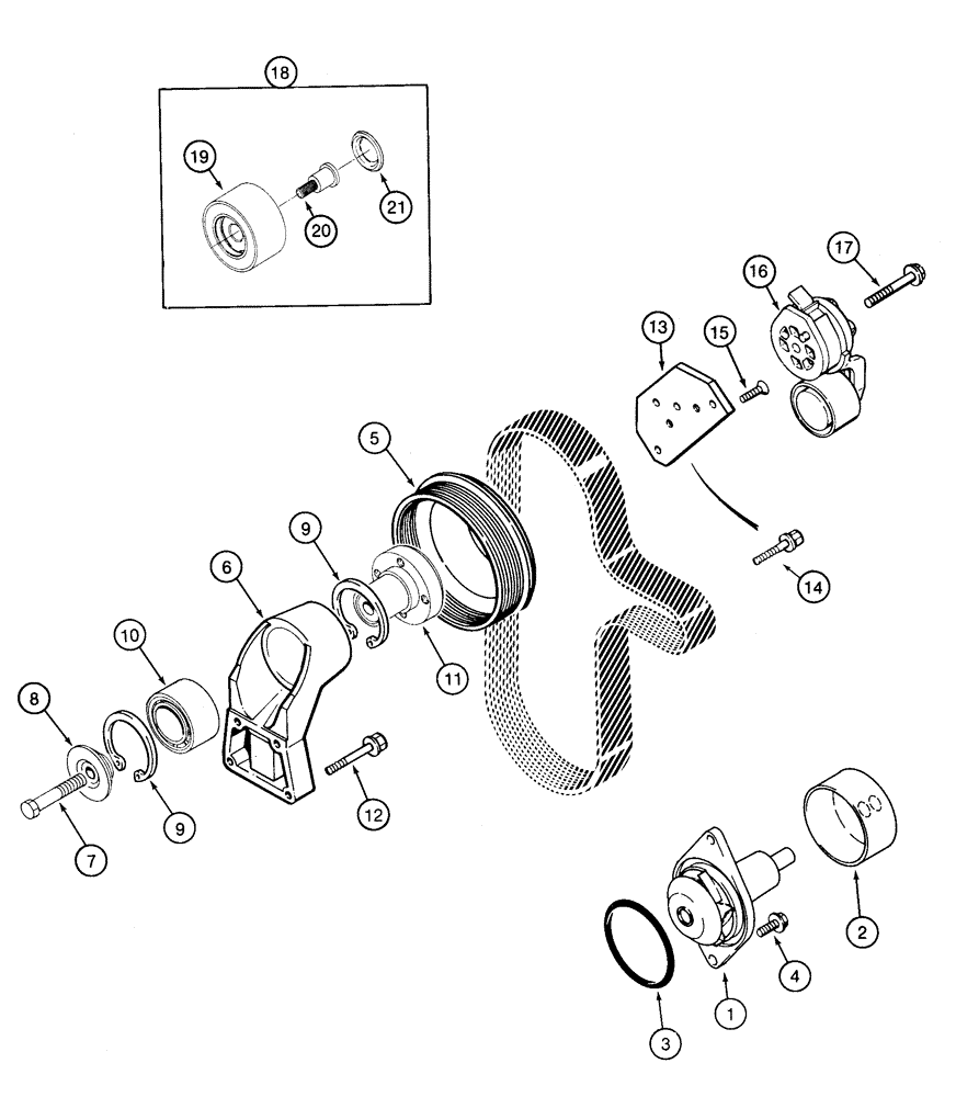 Схема запчастей Case 855E - (2-02) - WATER PUMP SYSTEM, 6-590 ENGINE, 6T-590 ENGINE (02) - ENGINE