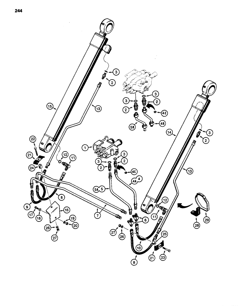 Схема запчастей Case 480LL - (244) - LOADER LIFT CYLINDER HYDRAULIC CIRCUIT (35) - HYDRAULIC SYSTEMS