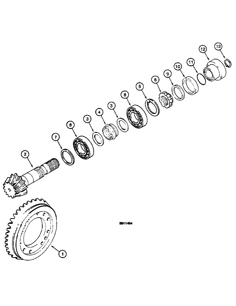 Схема запчастей Case 660 - (6-50) - FRONT AND REAR DRIVE AXLE - H672824, RING AND PINION GEAR SET (06) - POWER TRAIN