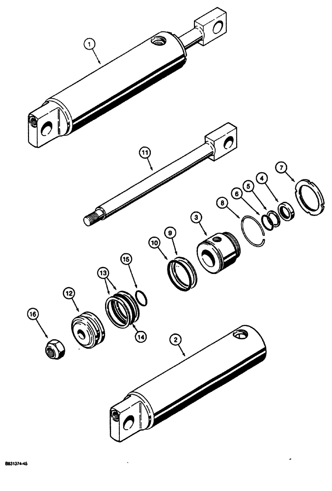Схема запчастей Case CASE - (8-16) - TRENCHER BOOM LIFT CYLINDER (08) - HYDRAULICS