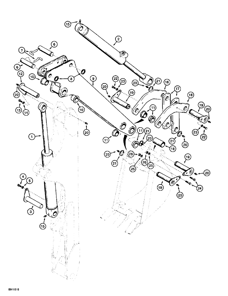 Схема запчастей Case 560 - (9-048) - BACKHOE DIPPER, D125 BACKHOE (09) - CHASSIS/ATTACHMENTS