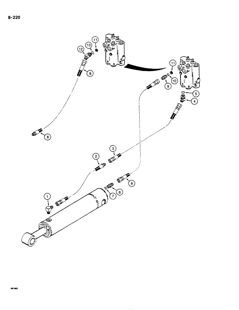 Схема запчастей Case DH4B - (8-220) - TRENCHER BOOM LIFT HYDRAULIC CIRCUIT, REAR MOUNTED (08) - HYDRAULICS