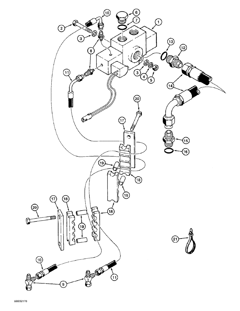 Схема запчастей Case 621B - (8-94) - RIDE CONTROL HYDRAULIC CIRCUIT, MASTER VALVE TO CAB AND RETURN MANIFOLD (08) - HYDRAULICS