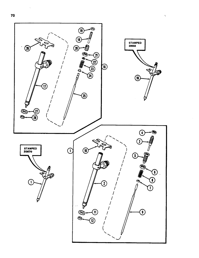Схема запчастей Case W20 - (070) - INJECTOR NOZZLES, 401BD AND 401BDT DIESEL ENGINE, PRODUCTION NOZZLE (03) - FUEL SYSTEM