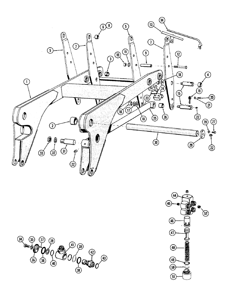 Схема запчастей Case W9A - (142) - LIFT ARM ASSEMBLY, A17688 CONNECTOR, A17701 RELIEF VALVE (09) - CHASSIS