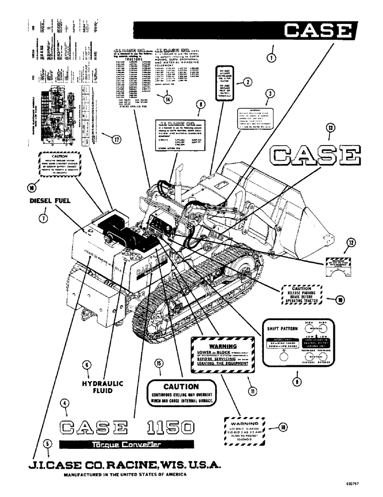 Схема запчастей Case 1150 - (136) - DECAL (05) - UPPERSTRUCTURE CHASSIS