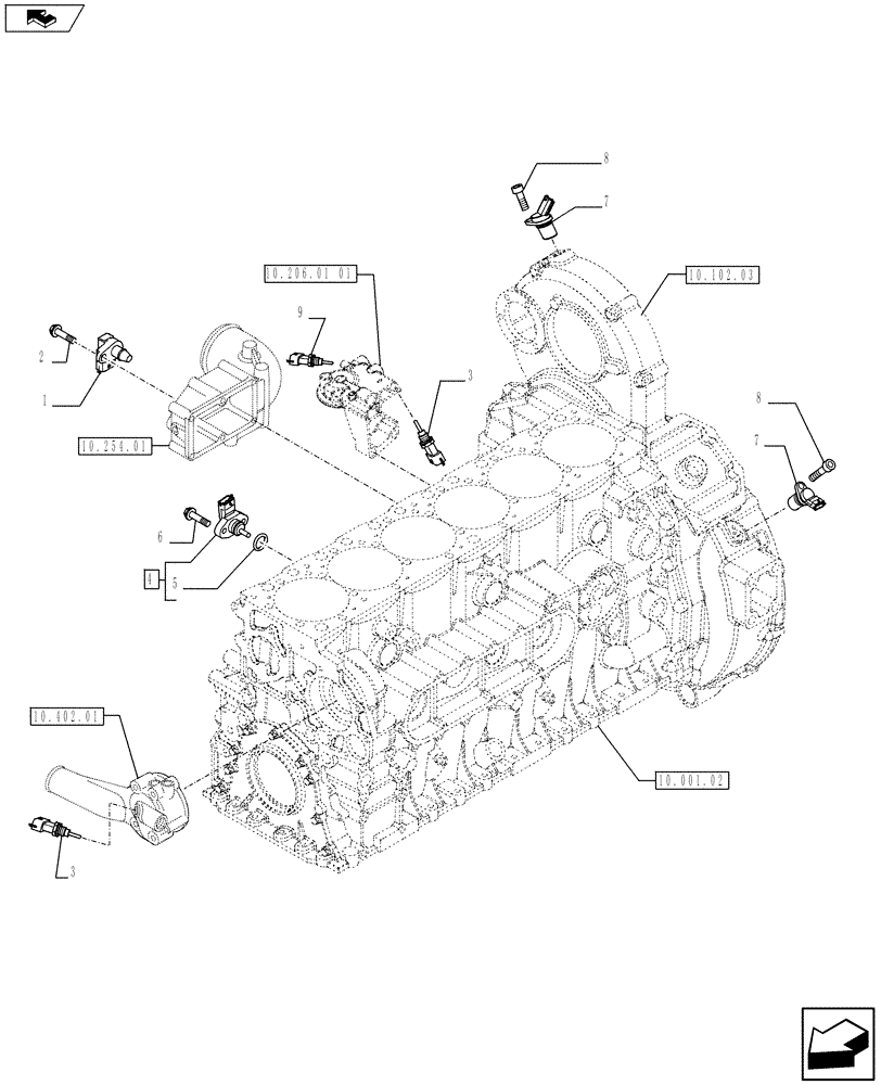 Схема запчастей Case F2CE9684C E017 - (55.414.01) - MOTOR SENSORS (504135967 - 504270473) (06) - ELECTRICAL SYSTEMS
