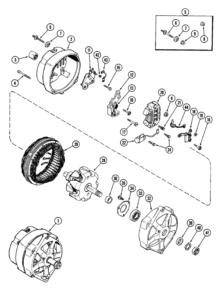 Схема запчастей Case W14 - (104) - A167152 ALTERNATOR, METRIC EXTERNAL THREADS, 40 AMPERE - 24 VOLT (04) - ELECTRICAL SYSTEMS