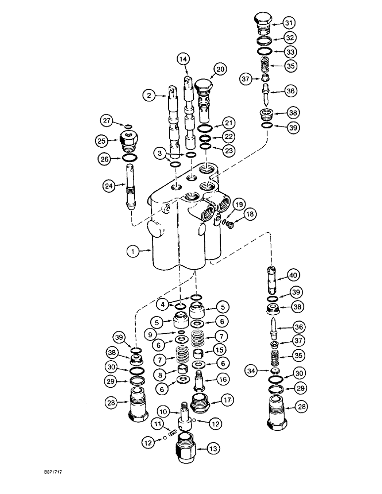 Схема запчастей Case TF300 - (6-26) - CESSNA CONTROL VALVE - GROUND DRIVE AND BOOM LIFT, P.I.N. (06) - POWER TRAIN