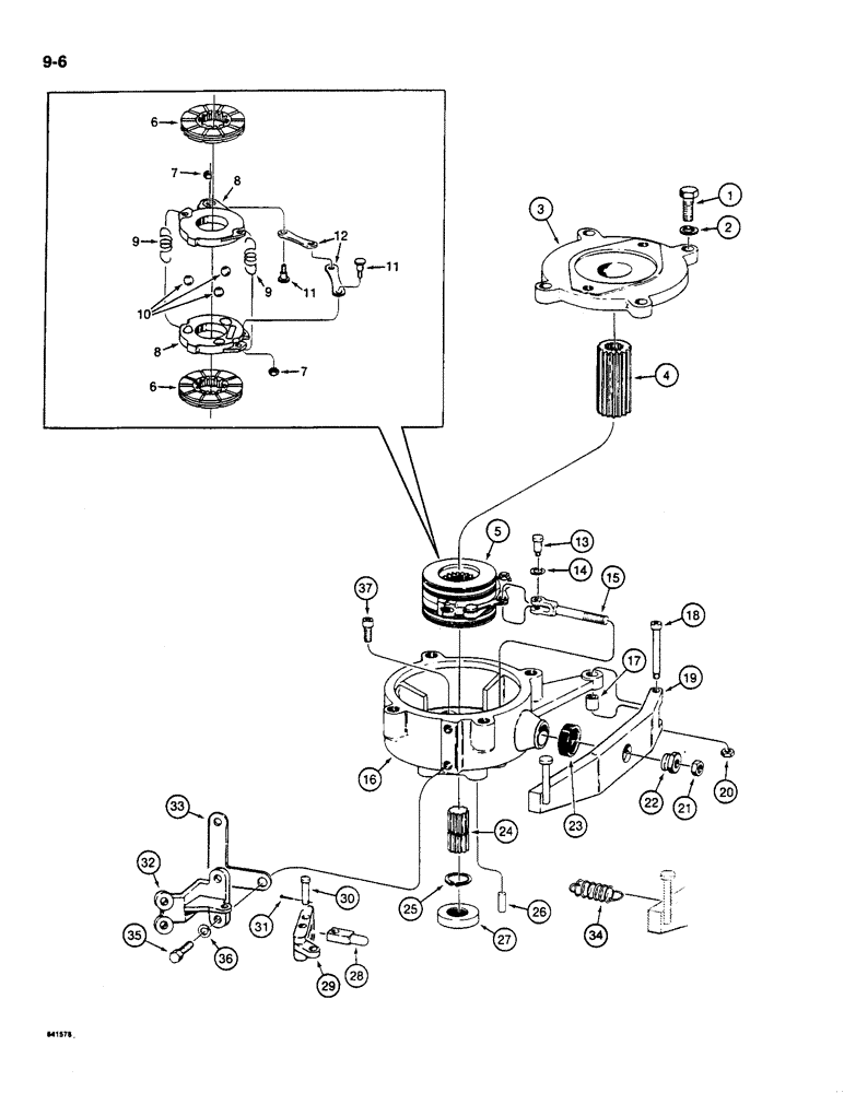 Схема запчастей Case 1085C - (9-006) - SWING BRAKE (09) - CHASSIS/ATTACHMENTS