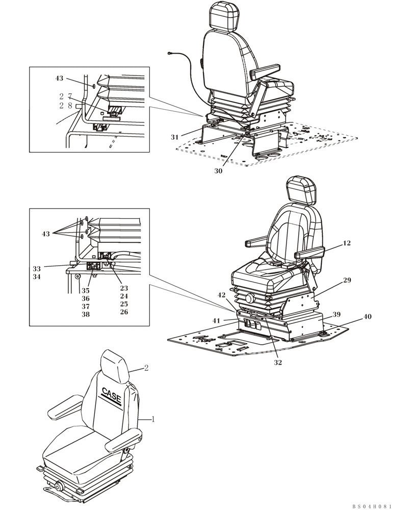 Схема запчастей Case CX80 - (09-37) - SEAT, MOUNTING - SEAT BELTS (09) - CHASSIS/ATTACHMENTS