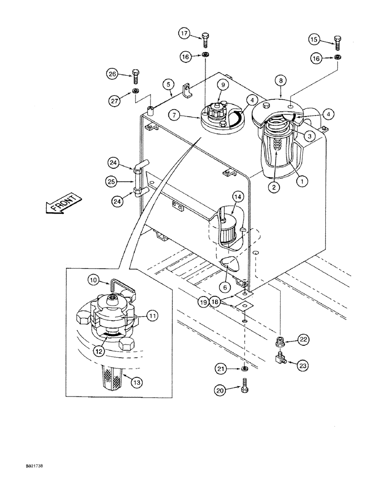 Схема запчастей Case 9030 - (8-02) - HYDRAULIC RESERVOIR (08) - HYDRAULICS