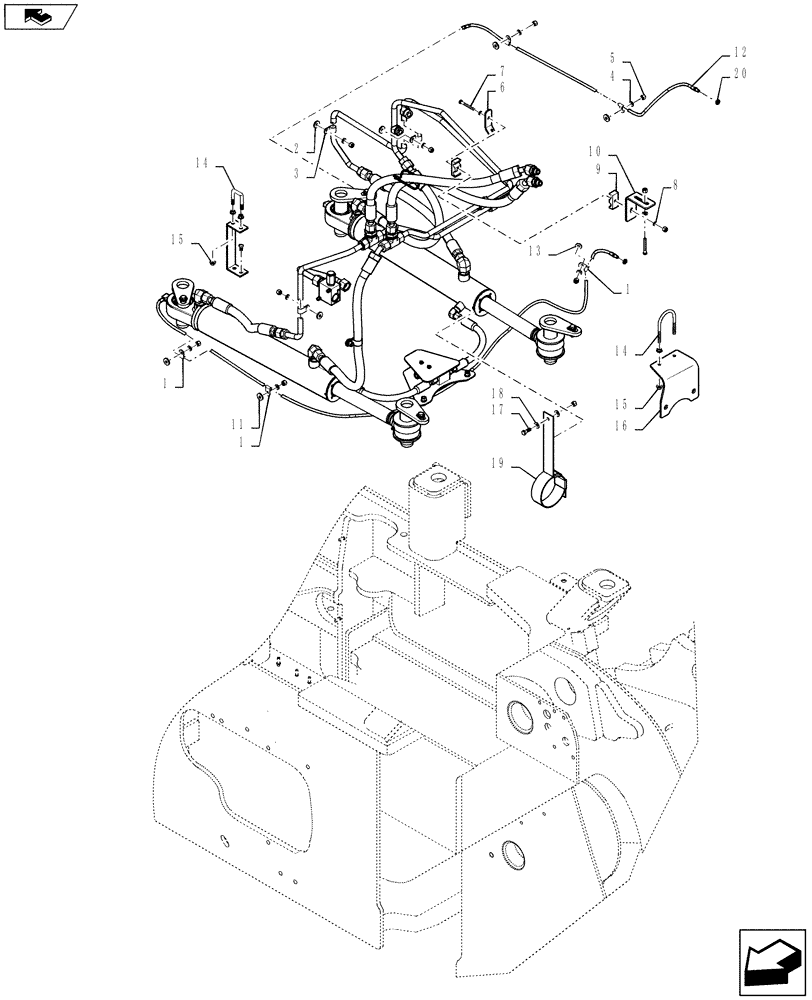 Схема запчастей Case 1121F - (41.216.03) - STEERING HYDRAULIC LINE INSTALLATION (41) - STEERING