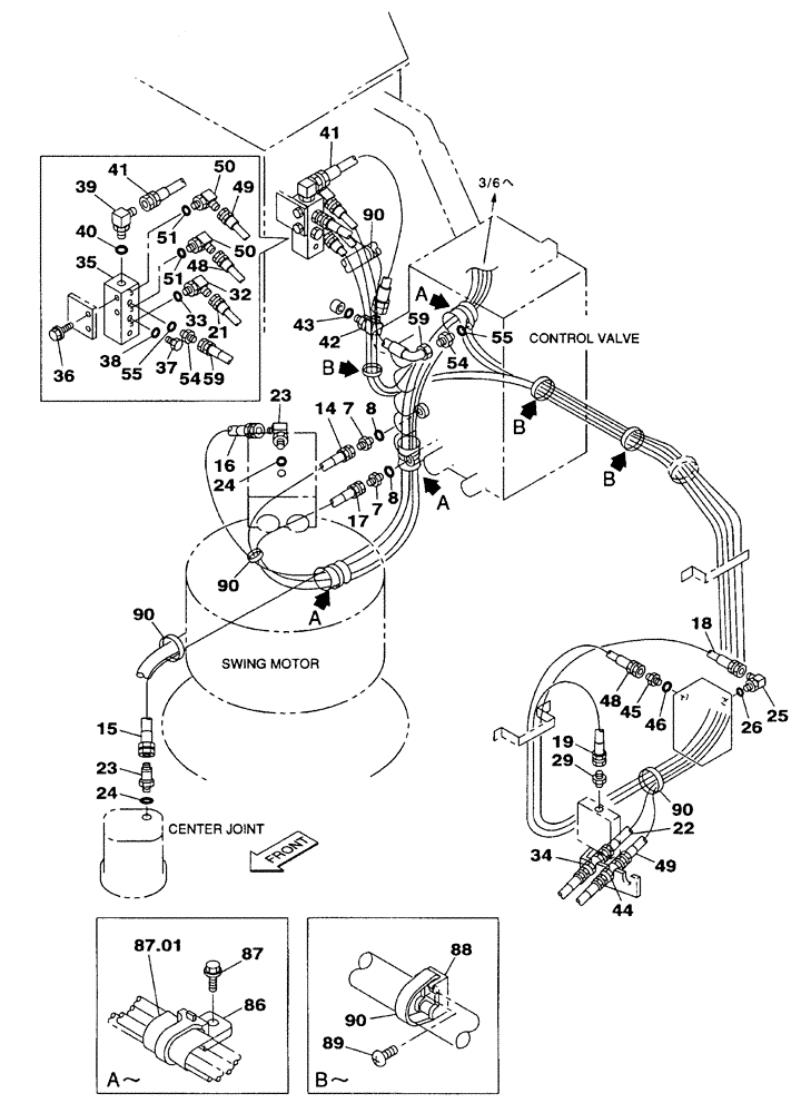 Схема запчастей Case CX350 - (08-123-00[01]) - HYDRAULIC CIRCUIT - PILOT - KAWASAKI (08) - HYDRAULICS