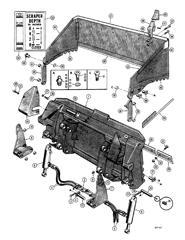 Схема запчастей Case 1150 - (146) - ULRICH MULTI-PURPOSE BUCKET (05) - UPPERSTRUCTURE CHASSIS