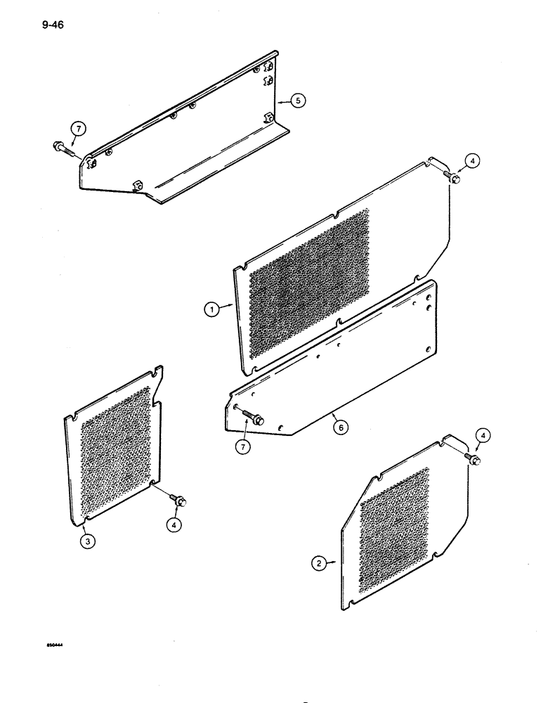 Схема запчастей Case 855D - (9-046) - ENGINE SIDE SHIELDS (09) - CHASSIS/ATTACHMENTS