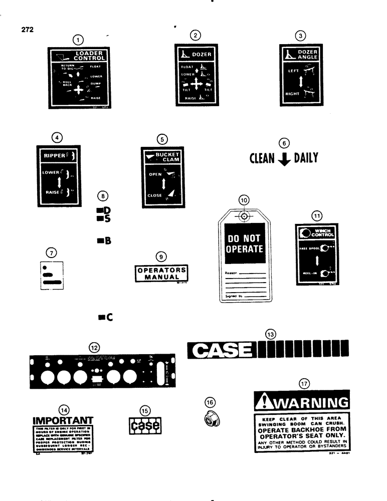 Схема запчастей Case 450B - (272) - DECALS (05) - UPPERSTRUCTURE CHASSIS