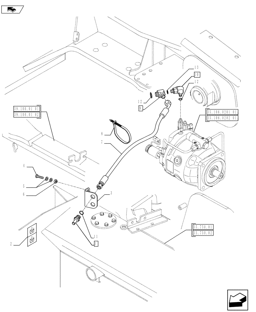 Схема запчастей Case 580SN - (35.710.0102) - VAR - X20233X - REMOTE CONTROL - FAST COUPLING (35) - HYDRAULIC SYSTEMS