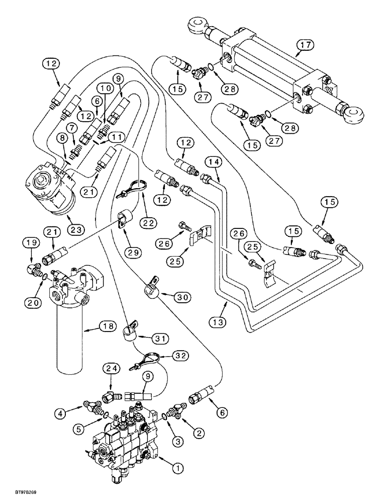 Схема запчастей Case 580SL - (5-04) - STEERING HYDRAULIC CIRCUIT (05) - STEERING