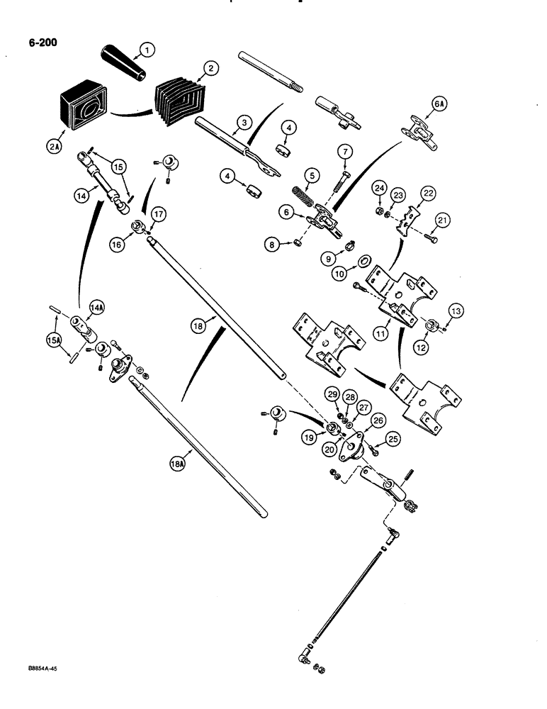 Схема запчастей Case 580K - (06-200) - SHUTTLE CONTROL AND LINKAGE, USED ON MODELS WITH TILT/TELESCOPING STEERING COLUMN (06) - POWER TRAIN