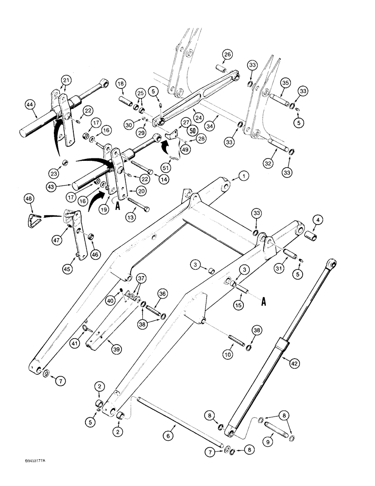 Схема запчастей Case 480F LL - (9-008) - LOADER FRAME AND MOUNTING PARTS (09) - CHASSIS/ATTACHMENTS