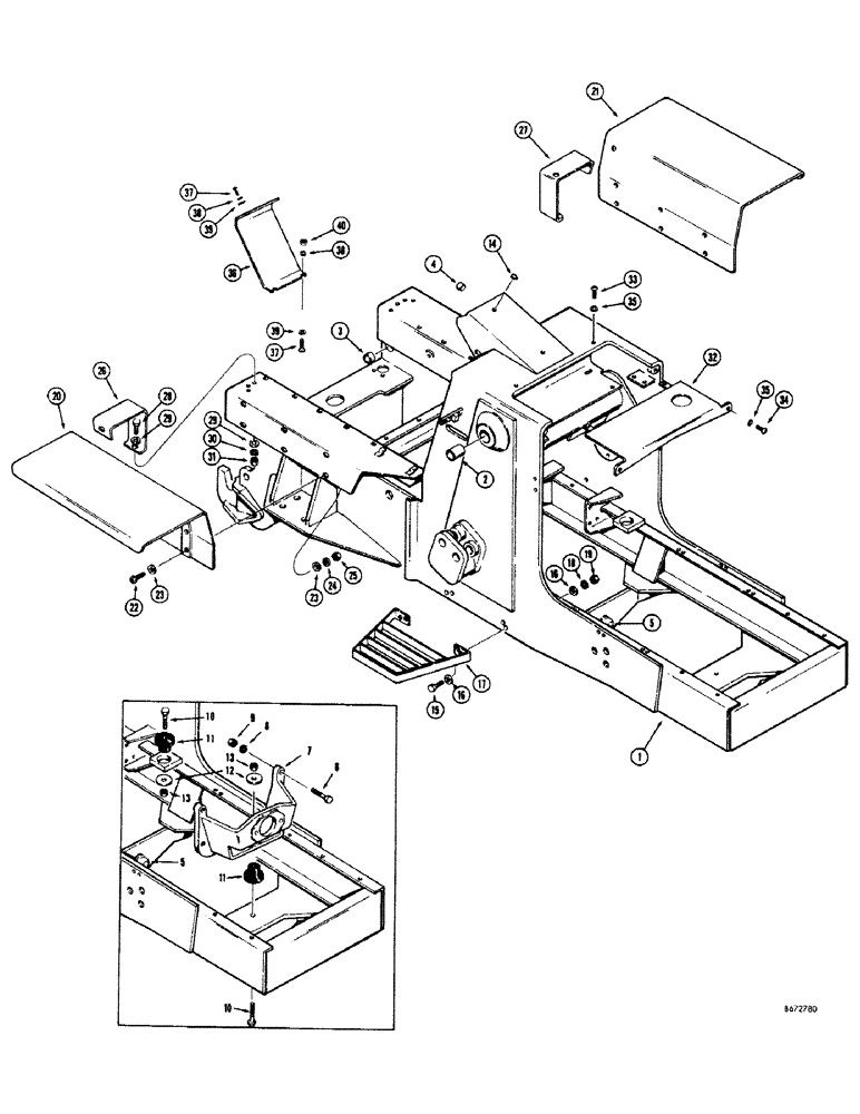 Схема запчастей Case 680CK - (128) - CHASSIS, FENDERS, ENGINE MOUNTS AND RELATED PARTS (39) - FRAMES AND BALLASTING