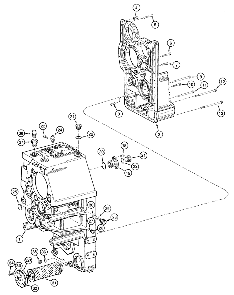 Схема запчастей Case 921B - (6-008) - TRANSMISSION ASSEMBLY HOUSING, PRIOR TO P.I.N. JEE0052701 (06) - POWER TRAIN