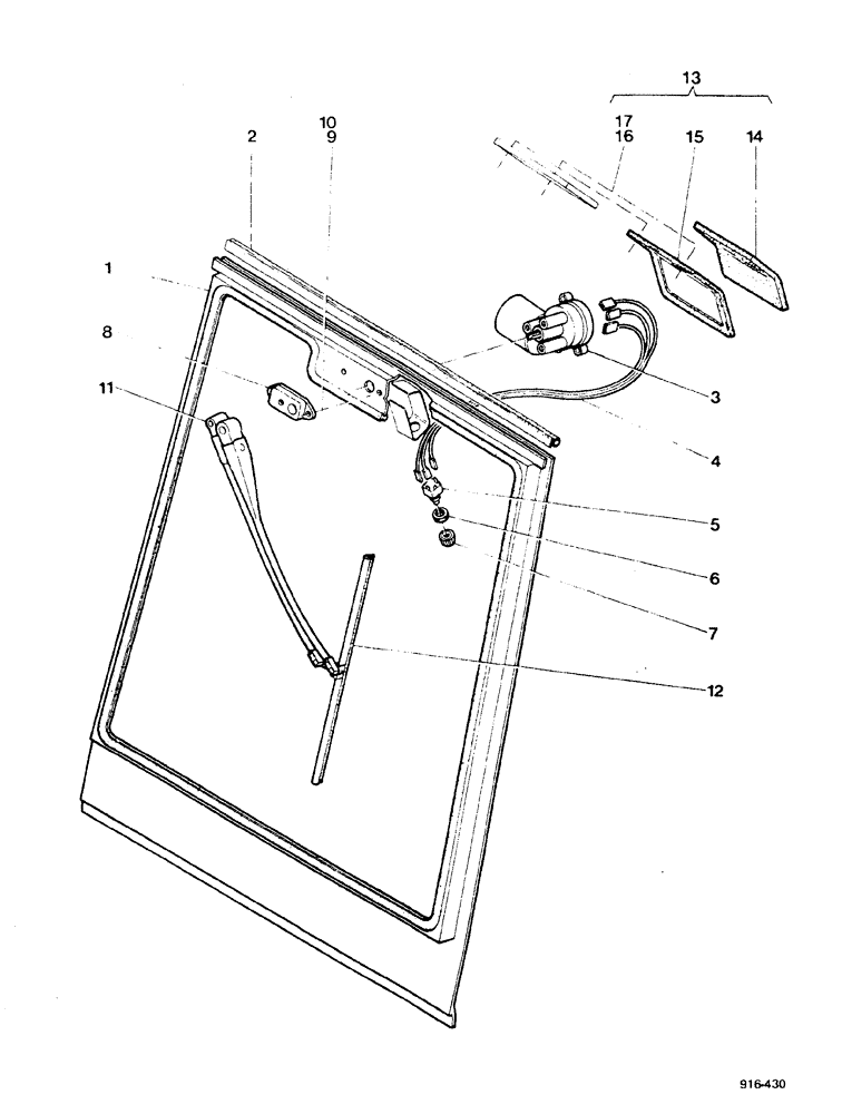 Схема запчастей Case 580F - (350) - CAB, REAR WINDOW, SWEDEN (90) - PLATFORM, CAB, BODYWORK AND DECALS