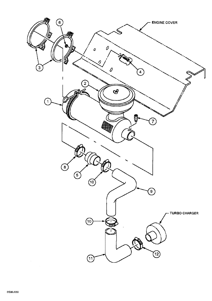 Схема запчастей Case 689G - (02-06) - AIR CLEANER AND AIR INTAKE (02) - ENGINE