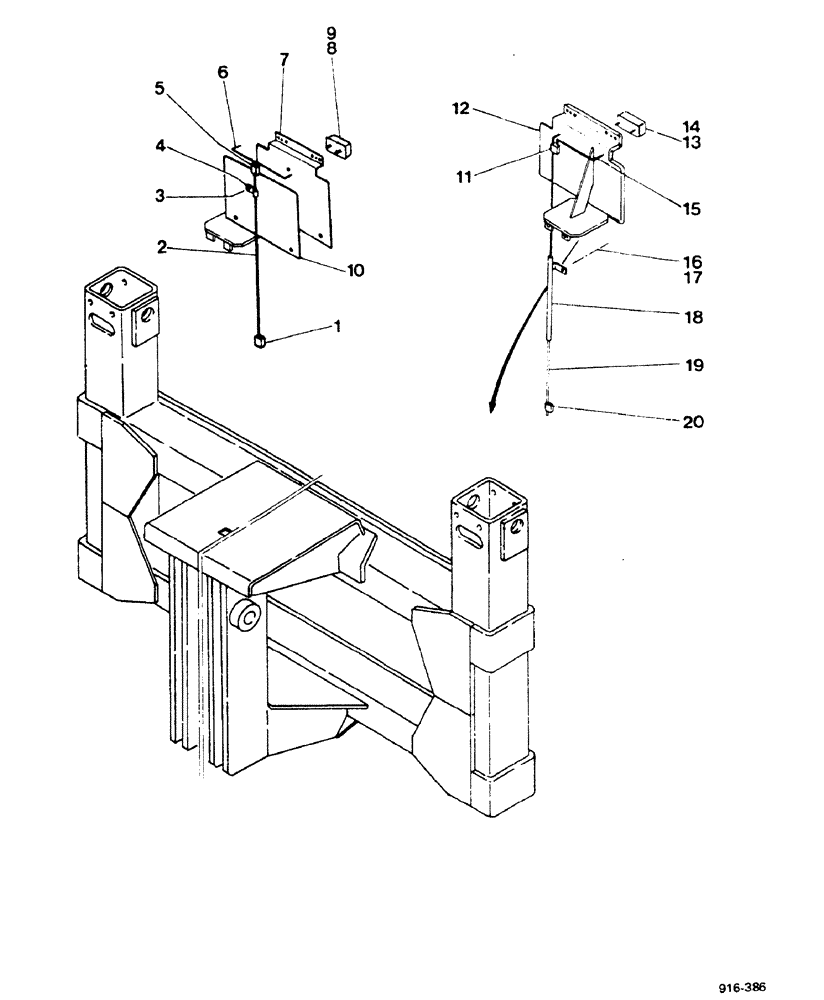 Схема запчастей Case 580F - (384) - SIDE SHIFT BACKHOE, REAR NUMBER PLATES (90) - PLATFORM, CAB, BODYWORK AND DECALS