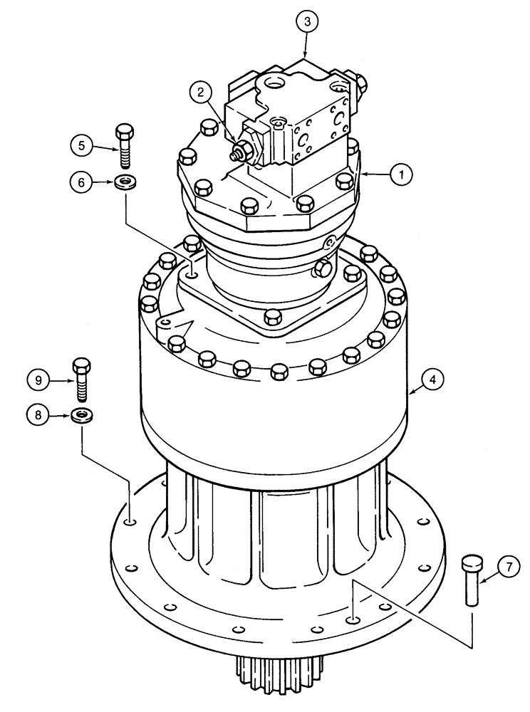 Схема запчастей Case 9060 - (8-062) - SWING MOTOR AND MOUNTING (08) - HYDRAULICS