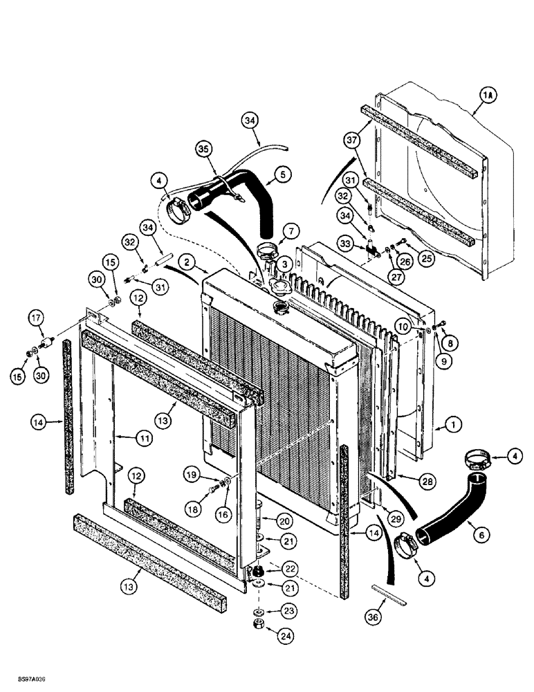Схема запчастей Case 621B - (2-04) - RADIATOR AND RADIATOR MOUNTING (02) - ENGINE