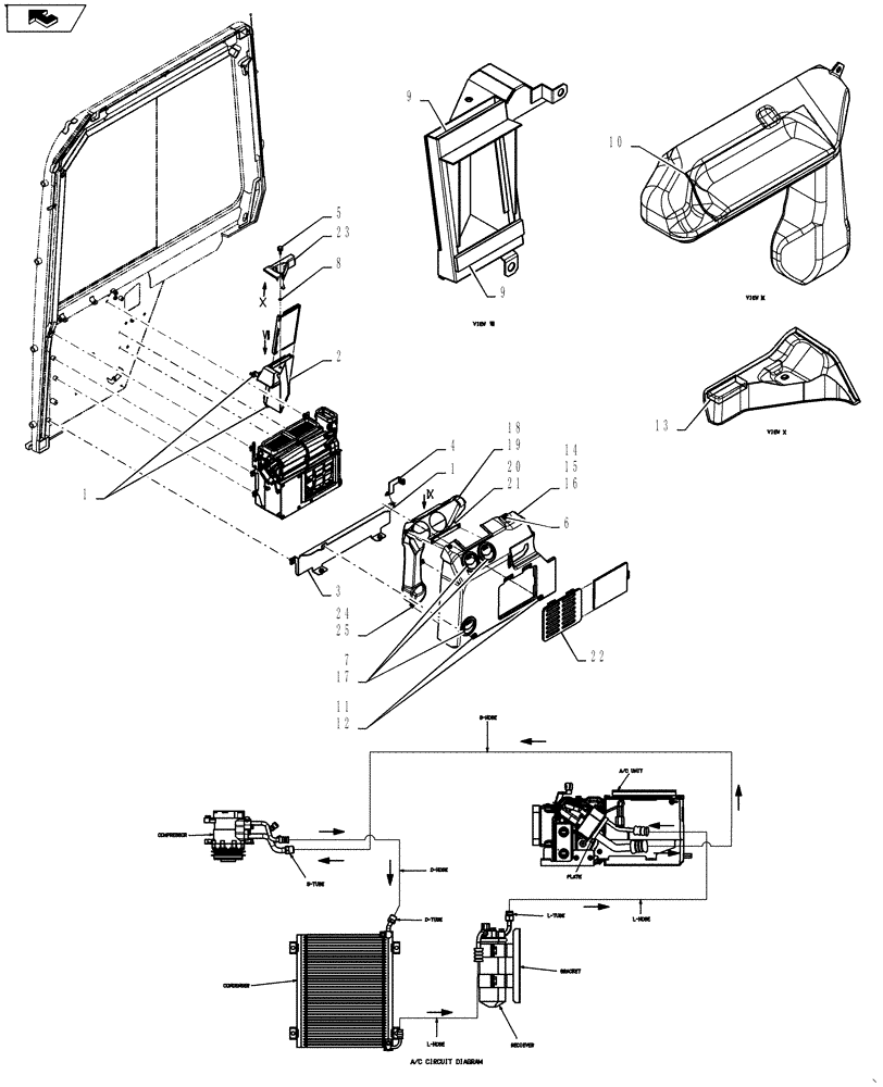 Схема запчастей Case CX55BMSR - (01-080[05]) - AIR CONDITIONER (50) - CAB CLIMATE CONTROL