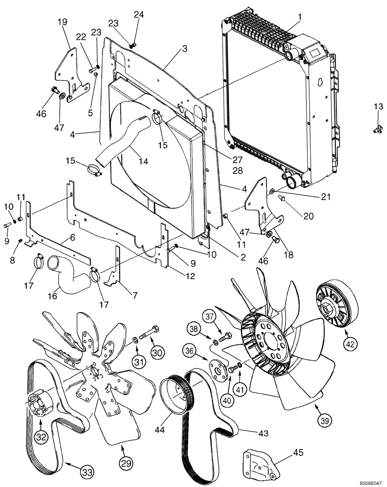 Схема запчастей Case 580M - (02-01) - RADIATOR - MOUNTING (02) - ENGINE