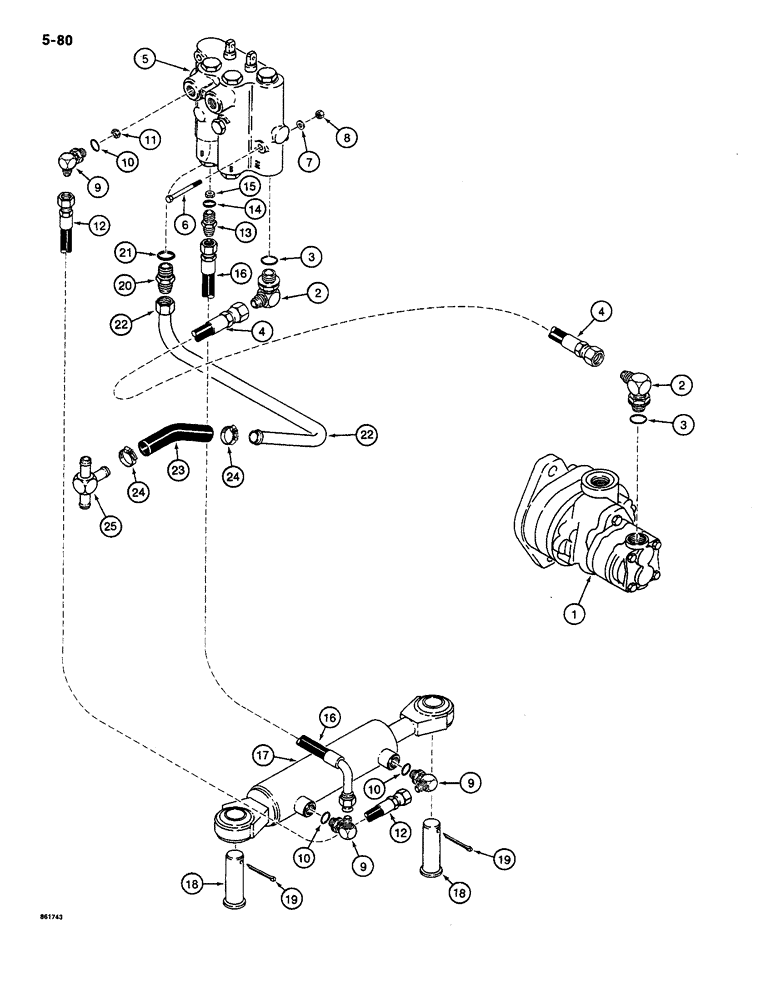 Схема запчастей Case CASE - (5-80) - STEERING HYDRAULIC CIRCUIT (05) - STEERING