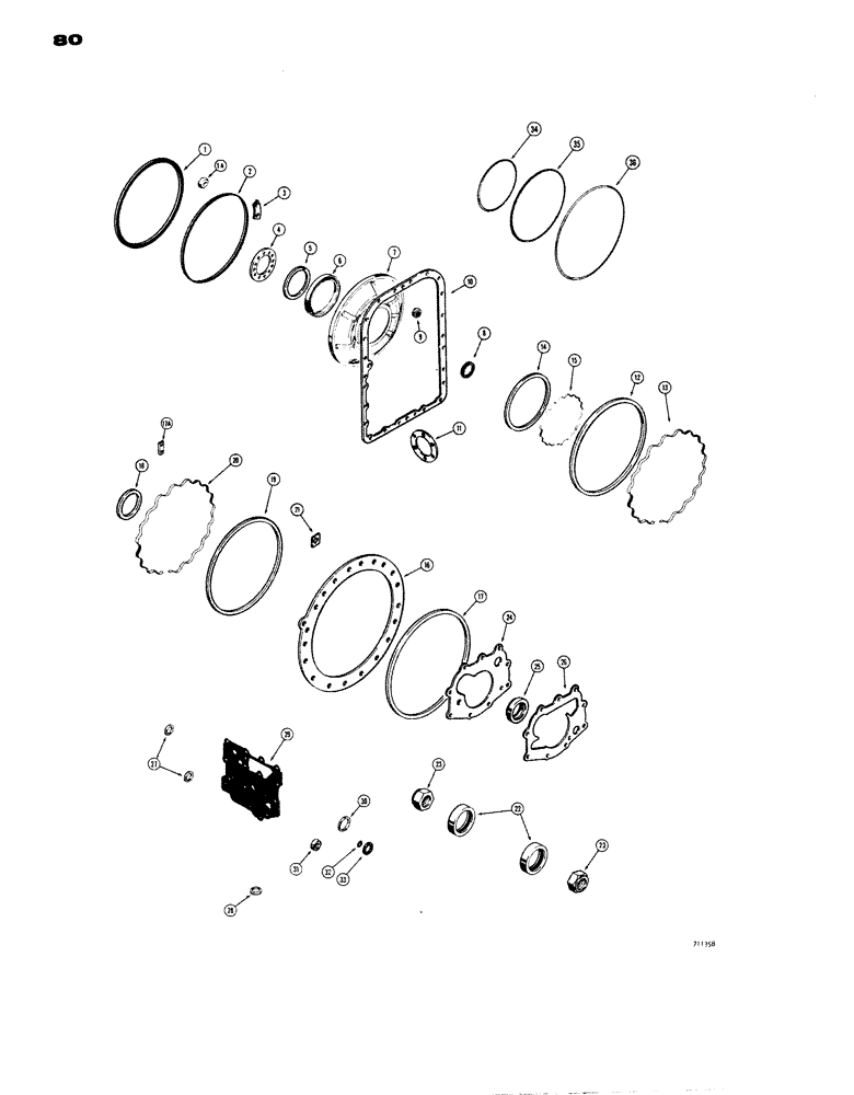 Схема запчастей Case W14 - (080) - L50106 AND L55662 TRANSMISSIONS, TRANSMISSION OVERHAUL KIT (06) - POWER TRAIN