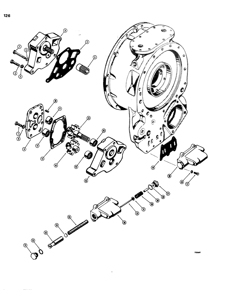 Схема запчастей Case W26B - (126) - TRANSMISSION, A12713 TRANSMISSION AND TORQUE CONVERTER CHARGING PUMP (06) - POWER TRAIN
