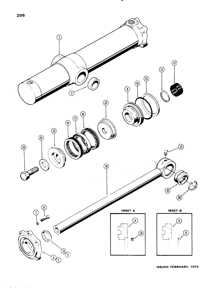 Схема запчастей Case 1150 - (206) - D49528 AND D49529 LOADER LIFT CYLDRS, 5-1/2" DIA. CYLDR. W/ 30-1/2" STROKE W/ BOLT-ON TYPE END CAP (07) - HYDRAULIC SYSTEM