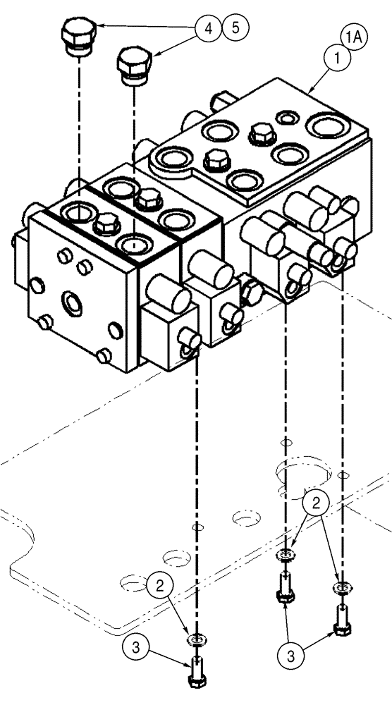 Схема запчастей Case 621D - (08-25) - VALVE, CONTROL - MOUNTING, FOUR SPOOL (08) - HYDRAULICS