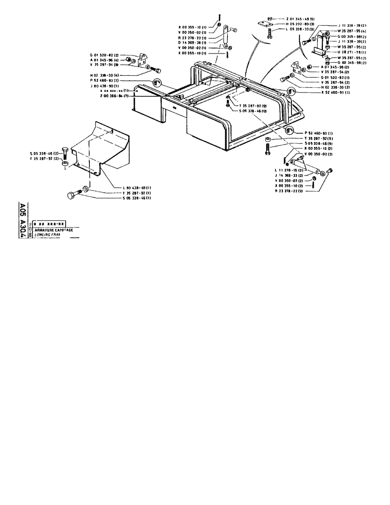 Схема запчастей Case 90BCL - (041) - COWLING FRAME (05) - UPPERSTRUCTURE CHASSIS